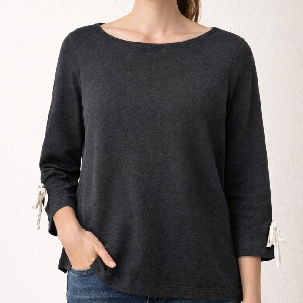 Talbots Black Women's Top with Bow Details Sz L